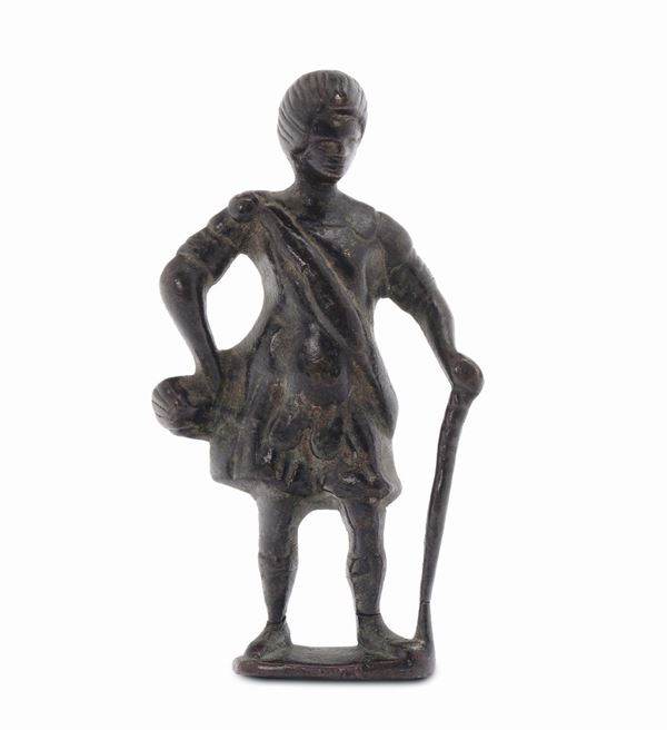 Figura di guerriero in bronzo fuso e cesellato, Germania XVII secolo