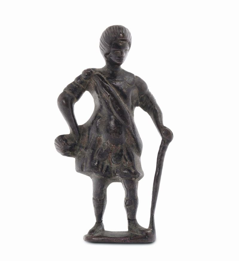 Figura di guerriero in bronzo fuso e cesellato, Germania XVII secolo  - Auction Fine Arts from refined private house - Cambi Casa d'Aste