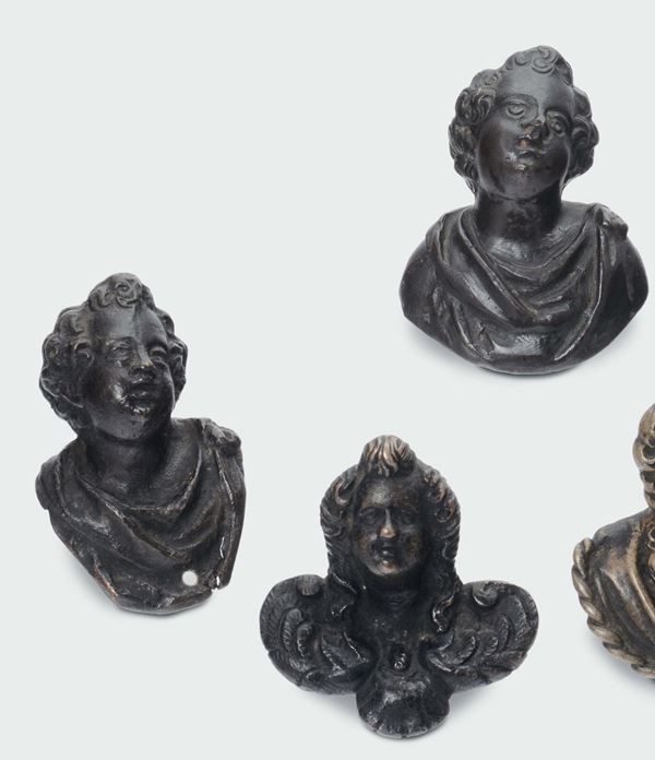 A group of three small molten and chiselled bronze anthropomorphic busts, northern Italy, 16th -17th century