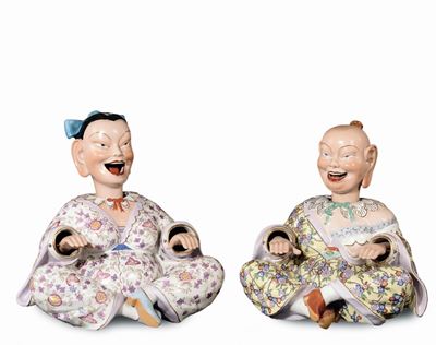 Coppia di Magot in Ceramica, Cina XX Secolo