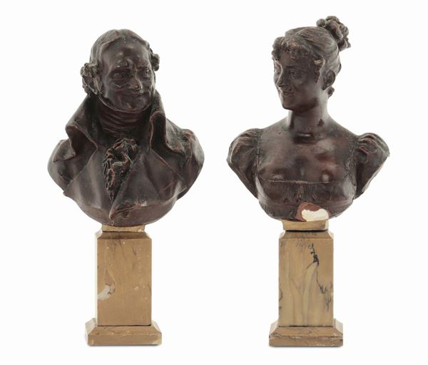 Coppia di bustini in cera maschile e femminile, XIX secolo