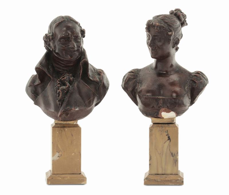 Coppia di bustini in cera maschile e femminile, XIX secolo  - Asta Antiquariato, Affidamenti da raffinate dimore private - Cambi Casa d'Aste