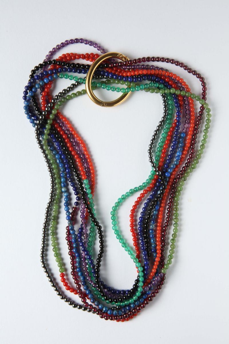 Collana a piu fili multicolor  - Auction Ancient and Contemporary Jewelry and Watches - Cambi Casa d'Aste
