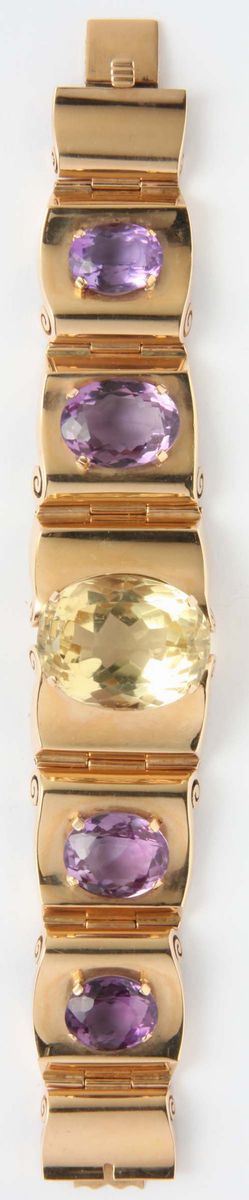 Bracciale con Ametiste e Quarzo Citrino