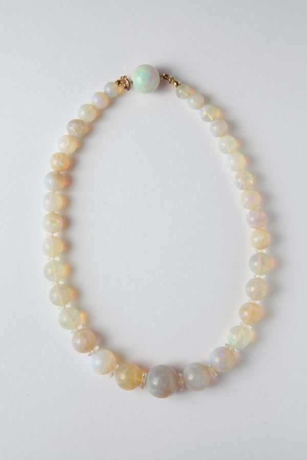 An opal and rock crystal necklace