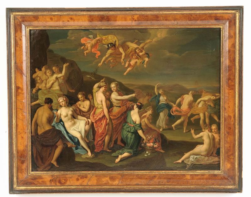 Scuola Francese del XVIII secolo Scena mitologica con Flora e Mercurio  - Asta Fine Selection - II - III - Cambi Casa d'Aste