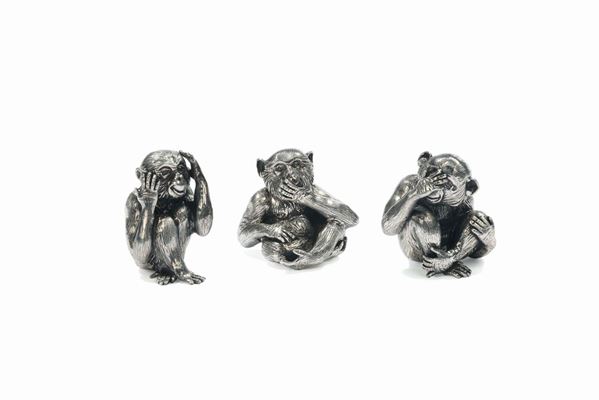 Tre scimmie in Sterling 925, Gianmaria Buccellati