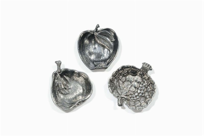 Tre piccole ciotole a guisa di frutti, Sterling 925, Gianmaria Buccellati  - Auction Modern and Contemporary Silvers - Cambi Casa d'Aste