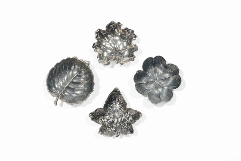Quattro piccole ciotole a guisa di foglie, Sterling 925, Gianmaria Buccellati  - Auction Silver, Watches, Antique and Contemporary Jewelry - Cambi Casa d'Aste
