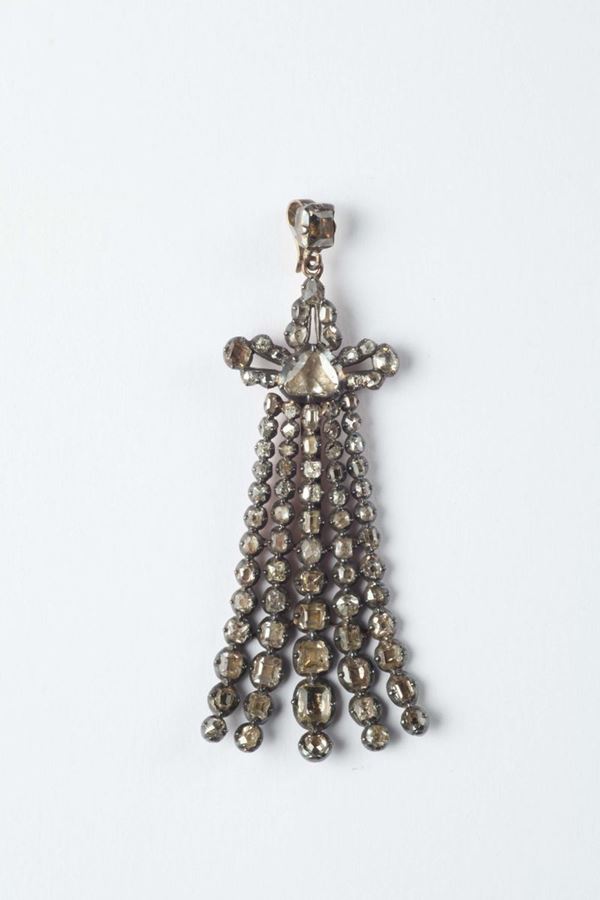 18th century rose-cut diamond and silver pendant