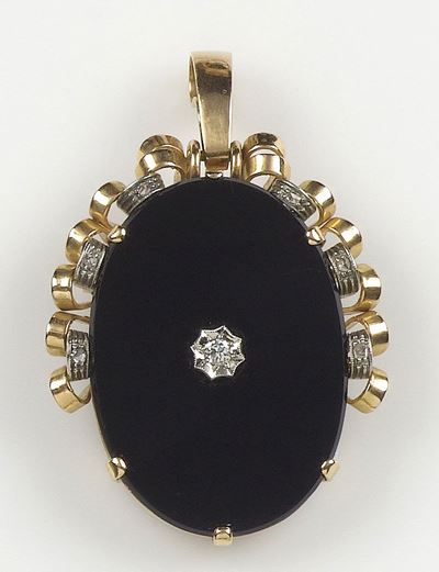 Pendente in Onice con Diamanti Taglio Huit-huit