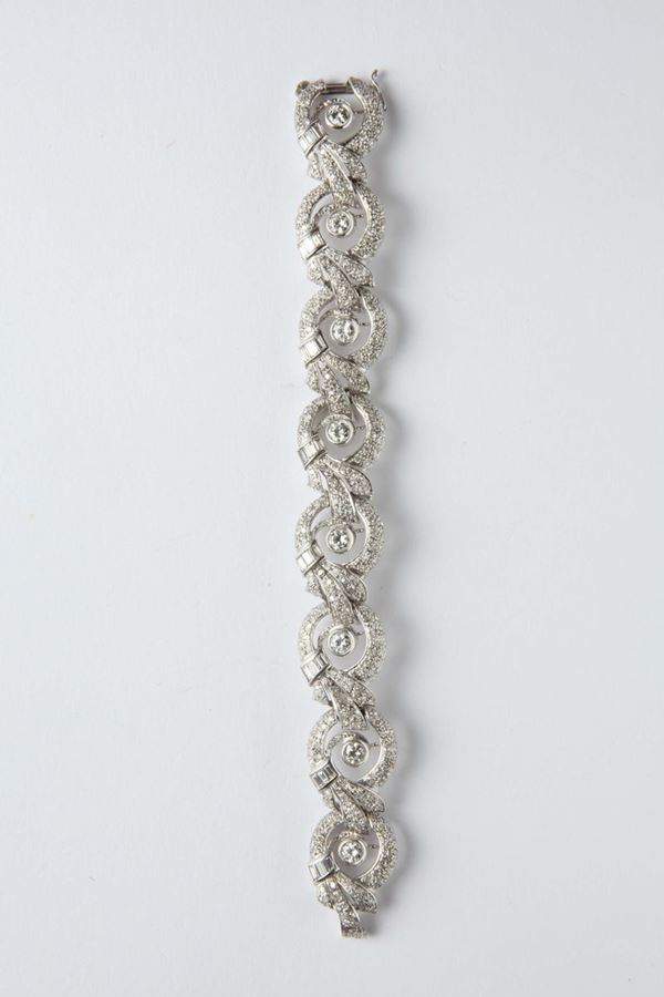 A diamond and platinum bracelet