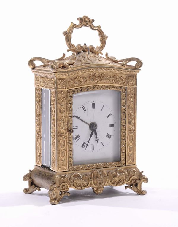 Pendola da carrozza in bronzo dorato