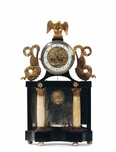 Pendola da Tavolo con Cassa in Legno, G.f.bauer, Vienna XIX Secolo