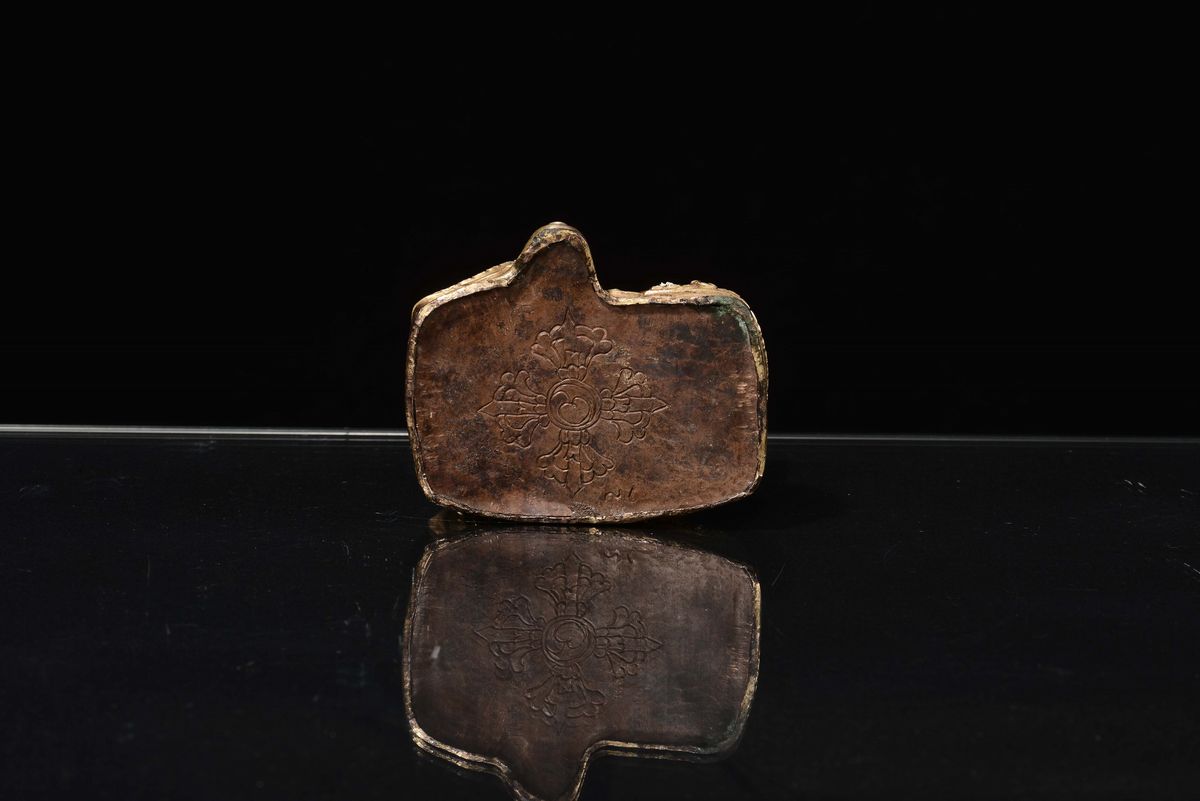 Scultura in Bronzo Dorato Raffigurante Guerriero, Tibet, Fine XVII Secolo