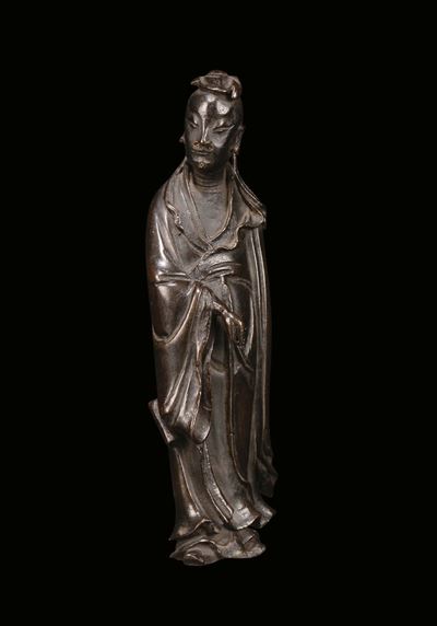 Figura di Attendente in Bronzo, Cina, Dinastia Ming, XVI Secolo