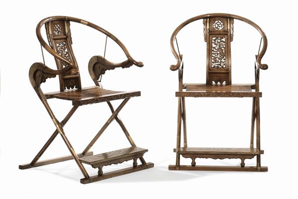 A pair of Huangali armchairs, China, Qing Dynasty, 19th century