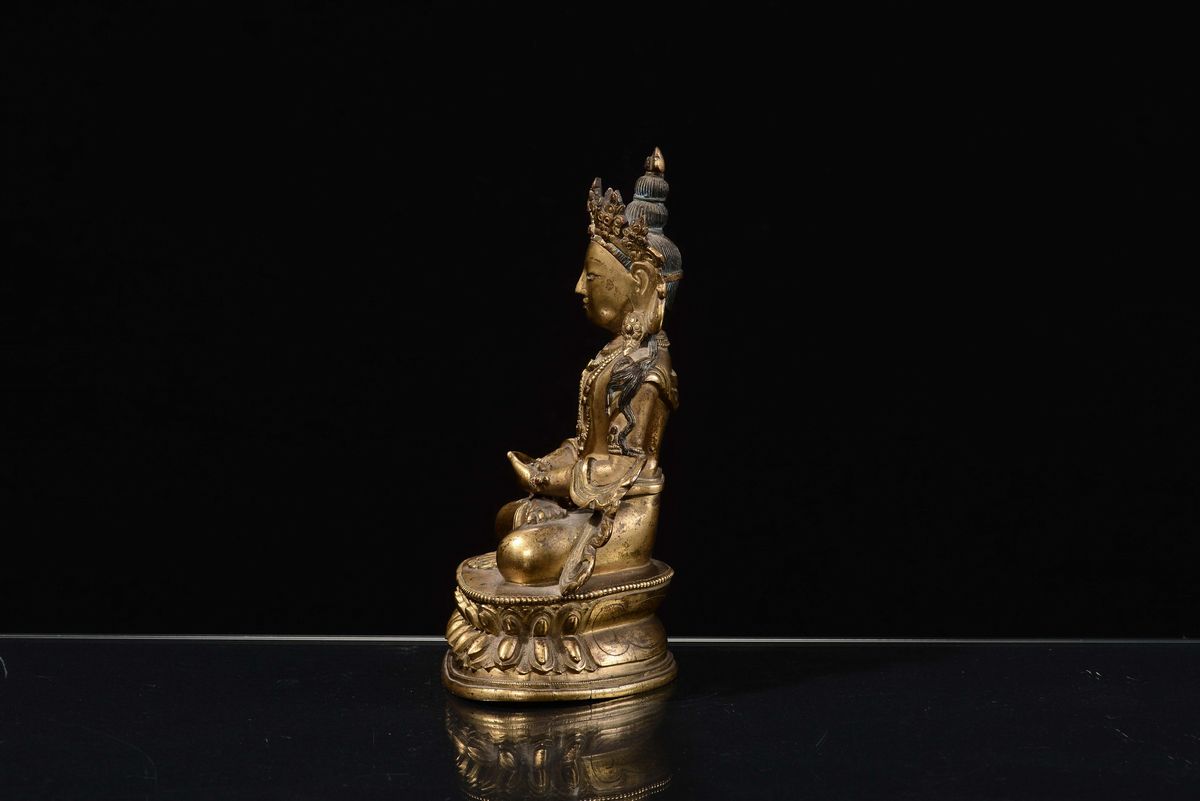 Scultura in Bronzo, Raffigurante Amitaya, Cina, Dinastia Qing, Periodo Kangxi (1662-1722)