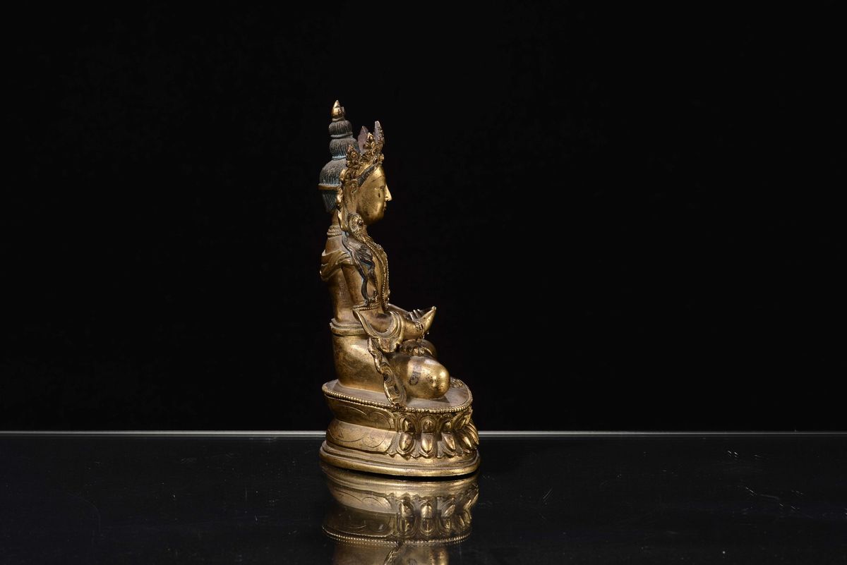 Scultura in Bronzo, Raffigurante Amitaya, Cina, Dinastia Qing, Periodo Kangxi (1662-1722)