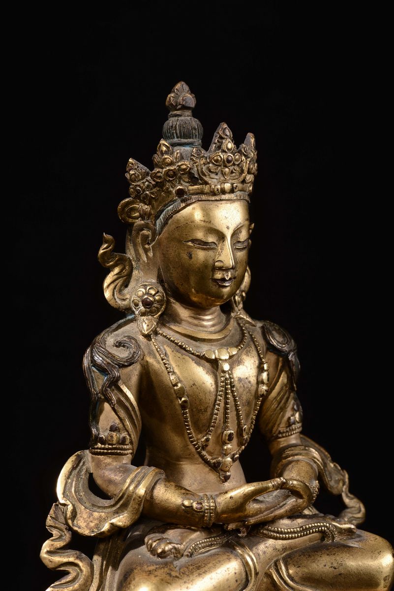 Scultura in Bronzo, Raffigurante Amitaya, Cina, Dinastia Qing, Periodo Kangxi (1662-1722)