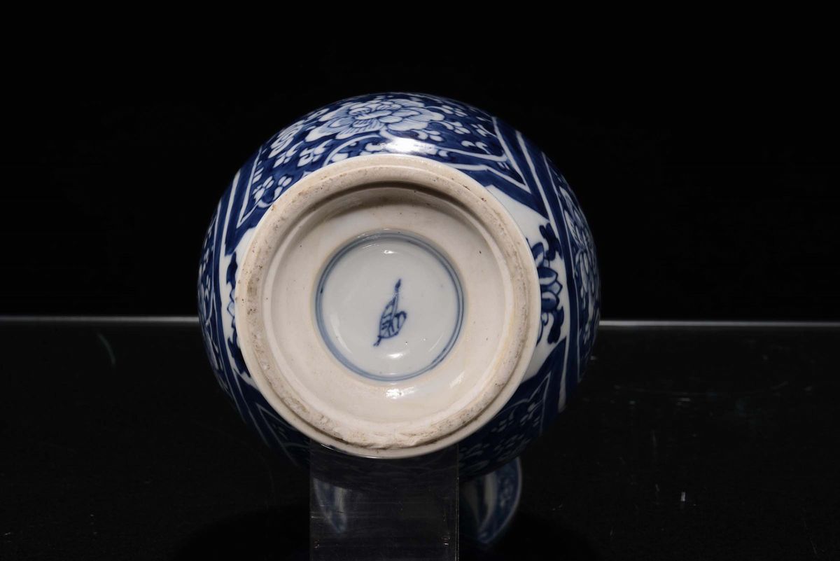 Collezione di Nove Vasi Ad Ampolla in Porcellana Bianca e Blu, Cina, Dinastia Qing, XVIII Secolo
