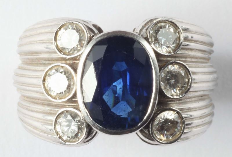 A sapphire and diamond ring  - Auction Silver, Watches, Antique and Contemporary Jewelry - Cambi Casa d'Aste