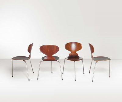 Arne Jacobsen Quattro Sedie Modelo 3100 Fourmi in Teak. Prod. Fritz Hansen, Danimarca, 1952