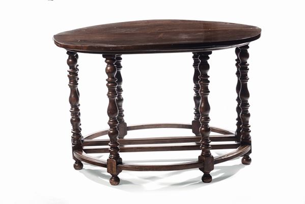 Coppia di console mezzaluna in noce, XIX secolo