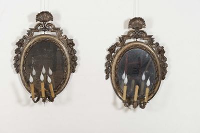 Coppia Appliques con Specchierine, XIX Secolo