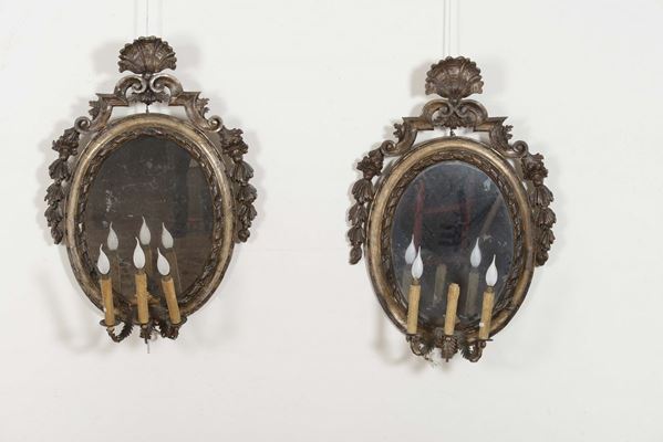 Coppia appliques con specchierine, XIX secolo