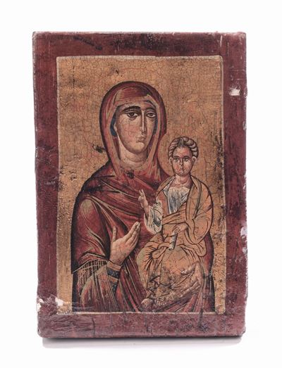 Icona su Legno, XIX Secolomadonna con Bambino