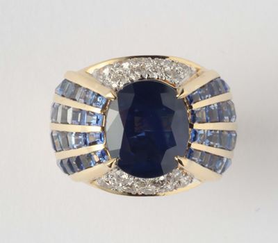 Anello con Zaffiri Montato in Oro Giallo 750/1000