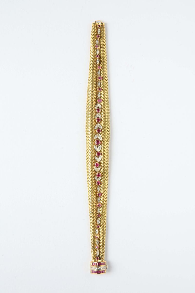 A ruby and diamond bracelet  - Auction Silver, Watches, Antique and Contemporary Jewelry - Cambi Casa d'Aste