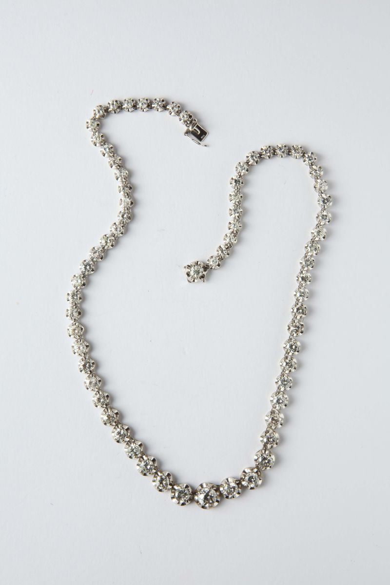 A diamond line necklace  - Auction Silver, Watches, Antique and Contemporary Jewelry - Cambi Casa d'Aste