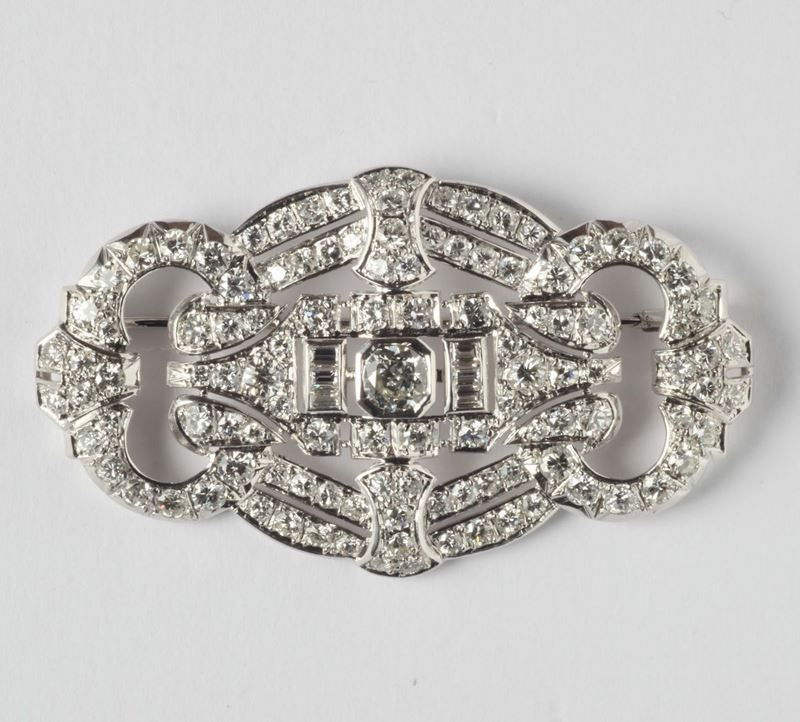 Spilla in stile con diamanti di vecchio taglio  - Asta Argenti, Orologi e Gioielli Antichi e Contemporanei - Cambi Casa d'Aste