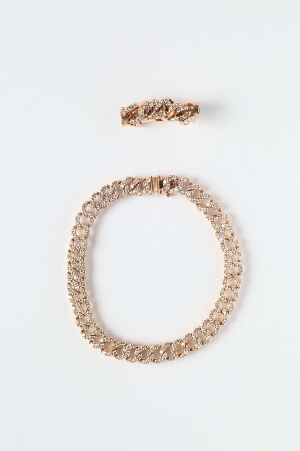 A huit-huit diamond ring and link bracelet