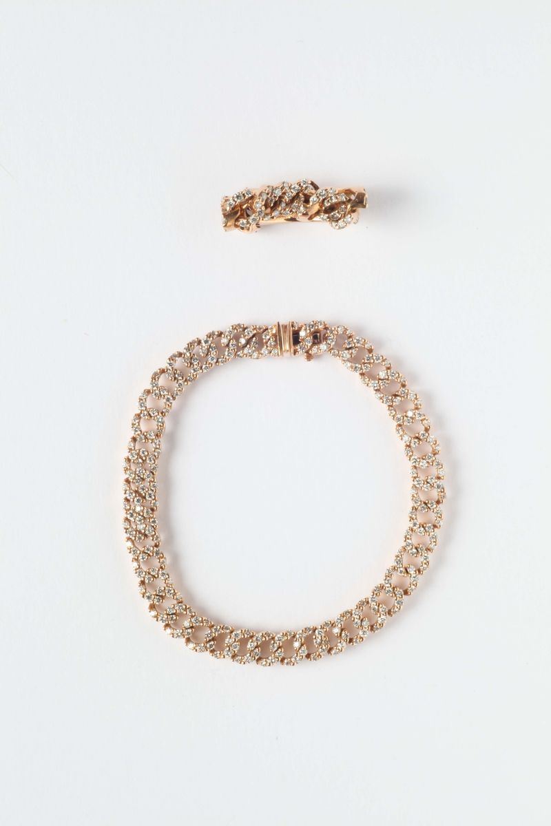 A huit-huit diamond ring and link bracelet  - Auction Silver, Watches, Antique and Contemporary Jewelry - Cambi Casa d'Aste
