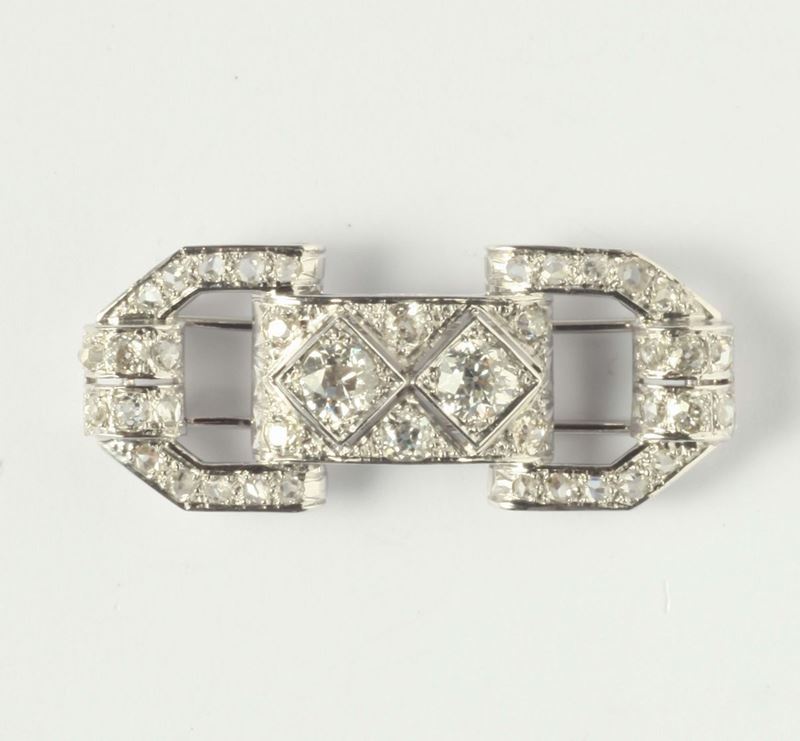 Spilla con diamanti di vecchio taglio  - Auction Silvers and Jewels - Cambi Casa d'Aste