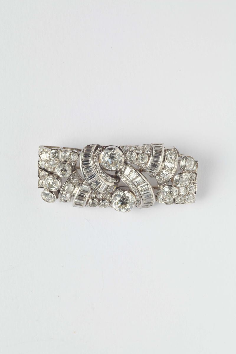 An old-cut diamond and platinum brooch  - Auction Silver, Watches, Antique and Contemporary Jewelry - Cambi Casa d'Aste