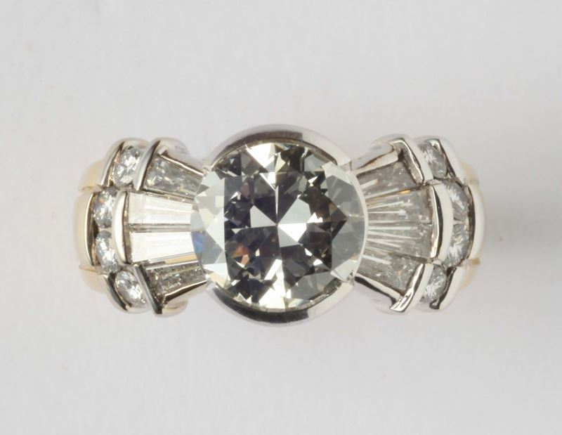Anello con diamante di vecchio taglio di ct 3,00ca  - Asta Argenti, Orologi e Gioielli Antichi e Contemporanei - Cambi Casa d'Aste