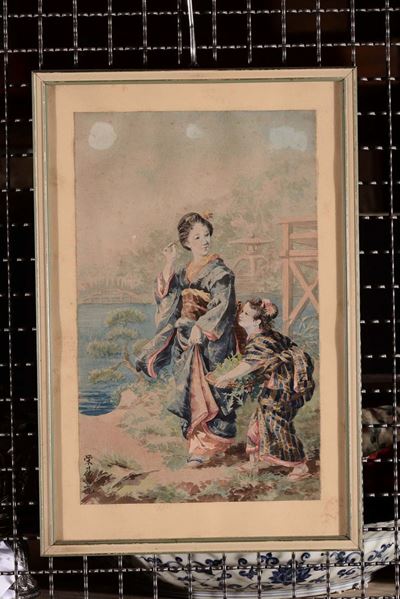 Coppia di Acquerelli, Cina Inizio XX Secolo