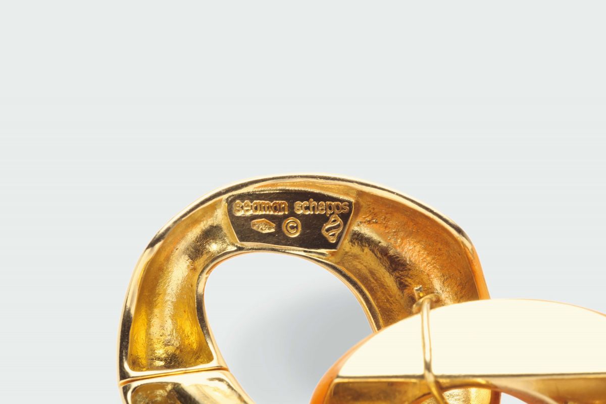 Seaman Schepps, Bracciale in Corallo ed Oro a Maglie Alternate