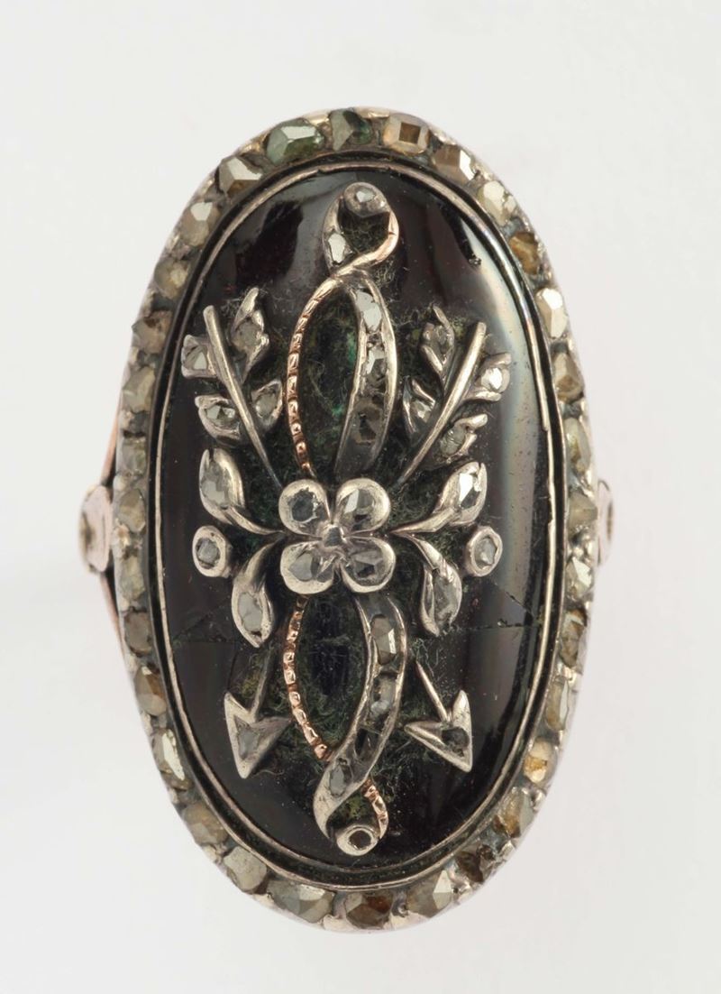 Anello con smalto nero. XIX secolo, prima metà  - Asta Fine Jewels - I - Cambi Casa d'Aste