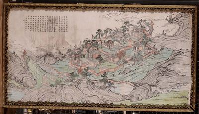 Grande Stampa con Veduta di Villaggio, Cina