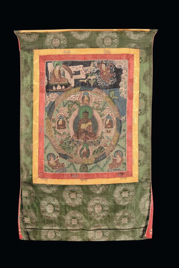 Tanka con divinità entro cerchio, Tibet, XIX secolo