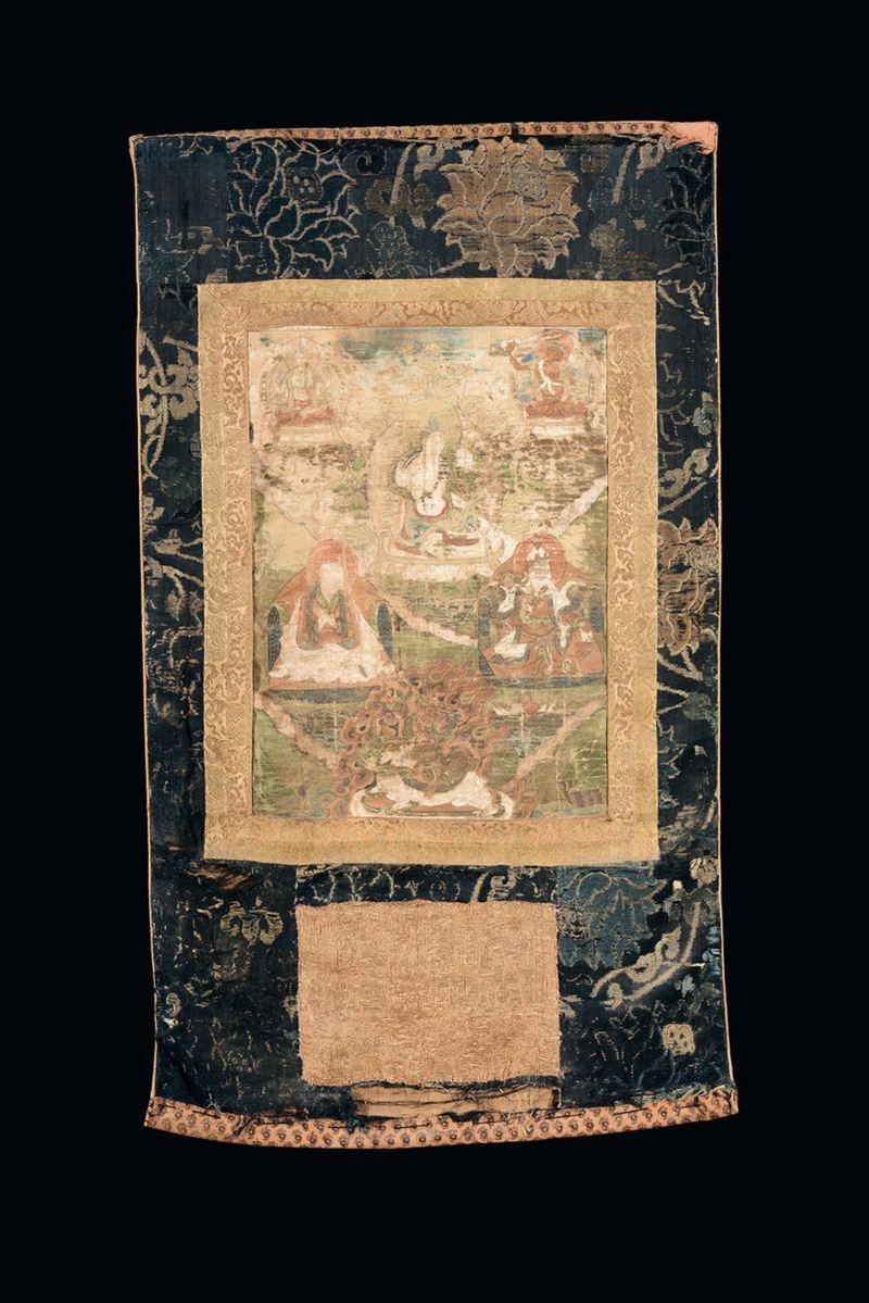 Tanka con sei divinità, Tibet, XIX secolo  - Asta Fine Chinese Works of Art - II - Cambi Casa d'Aste
