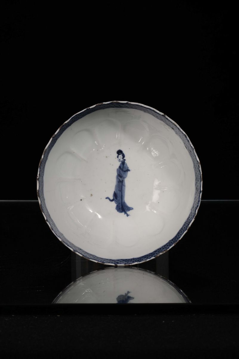 Coppa in Porcellana Bianca e Blu, Cina, Dinastia Qing, XIX Secolo