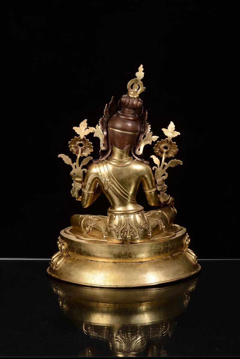 Divinità Femminile in Bronzo Dorato, Cina XX Secolo