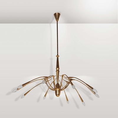 Lampada da Sospensione in Ottone Lucido. Prod. Italia, 1960 Ca.