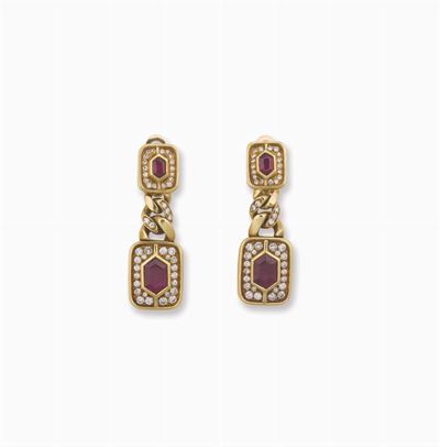 Bulgari, Orecchini con Rubini e Diamanti. Anni '70